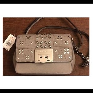 Michael Kors Floral Stud Small Clutch Pearl Gray